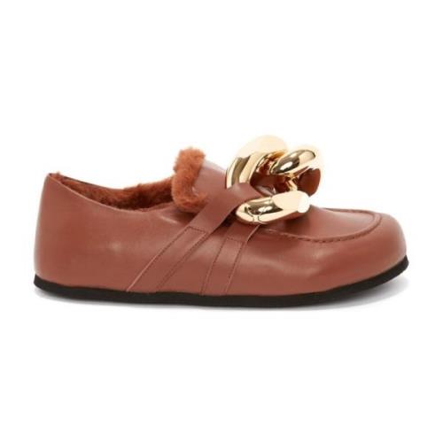 JW Anderson Bruna Avslappnade Loafers med Gummisula Brown, Dam