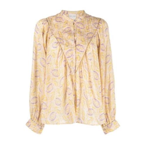 Forte Forte Måntryck Casual Blus Gul Yellow, Dam