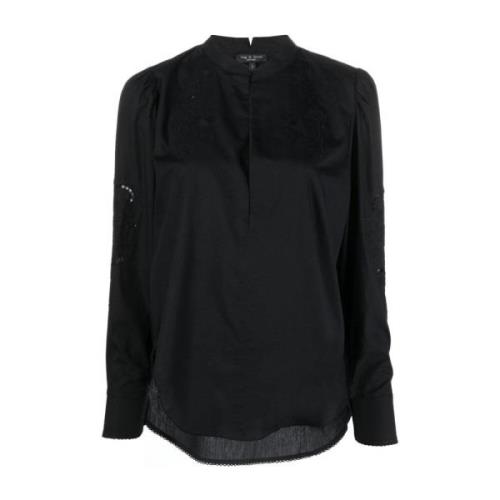 Rag & Bone Svart Bomull Avslappnad Blus Black, Dam