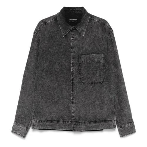 Emporio Armani Denim Nero Blouson Jacket Gray, Herr