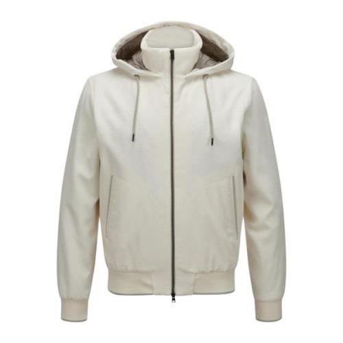 Herno Lyxig Cashmere Seta Bomber Resort Jacka White, Herr