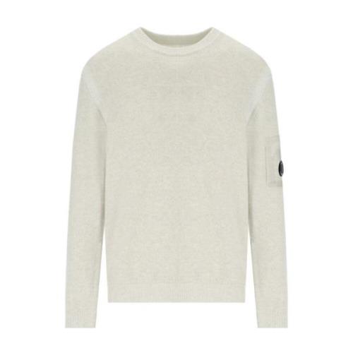 C.p. Company Vit Melange Crewneck Tröja med Vanisé White, Herr