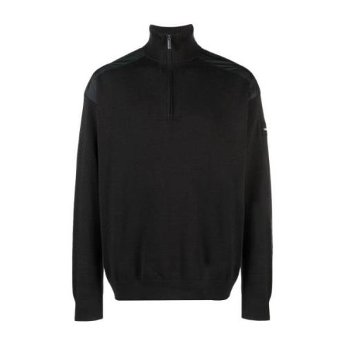 Calvin Klein Svart Quarter Zip Sweater Mix Media Black, Herr