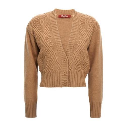 Max Mara Studio Brun Cardigan Lella i Kamelhår Brown, Dam