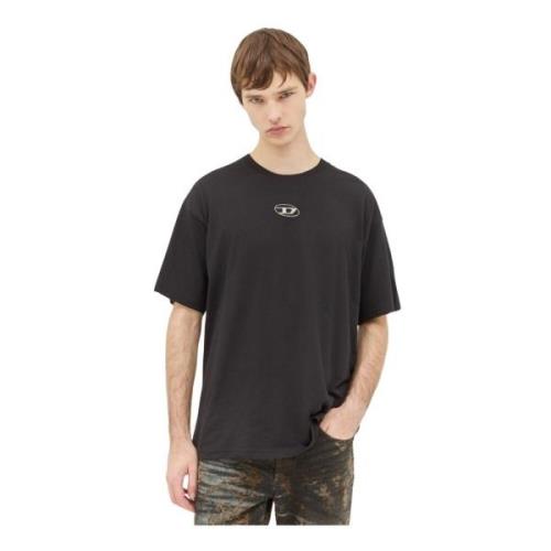 Diesel Bomull Jersey T-shirt med Logo Applique Black, Herr