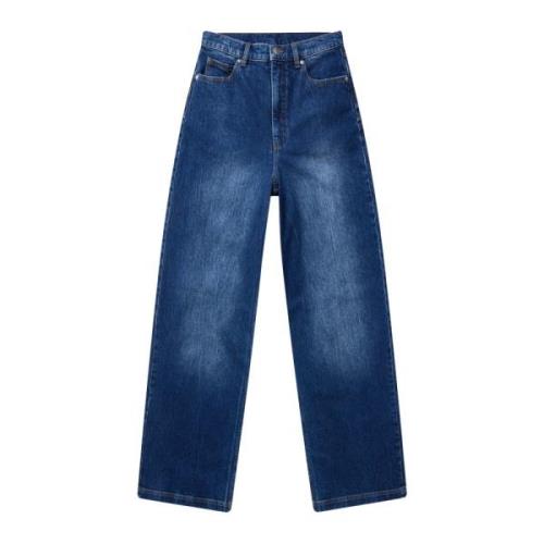 Munthe Klassiska Indigo Wide Leg Jeans Blue, Dam