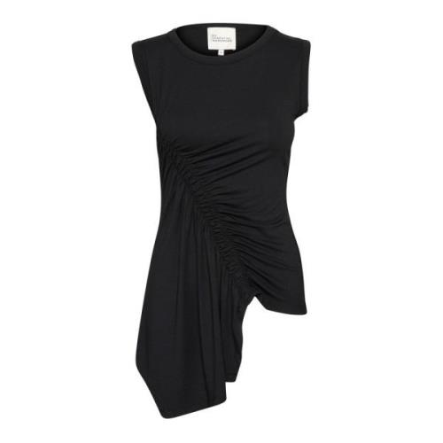 My Essential Wardrobe Svart Asymmetrisk Topp med Rynkade Detaljer Blac...