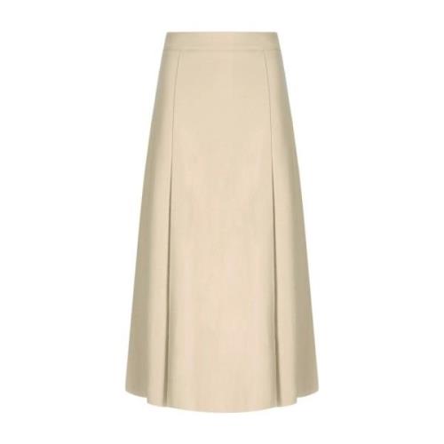 Essentiel Antwerp Ecru Faux Leather A-Line Midi Kjol Beige, Dam