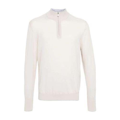 Eleventy Beige Ull Half Zip Sweater Beige, Herr