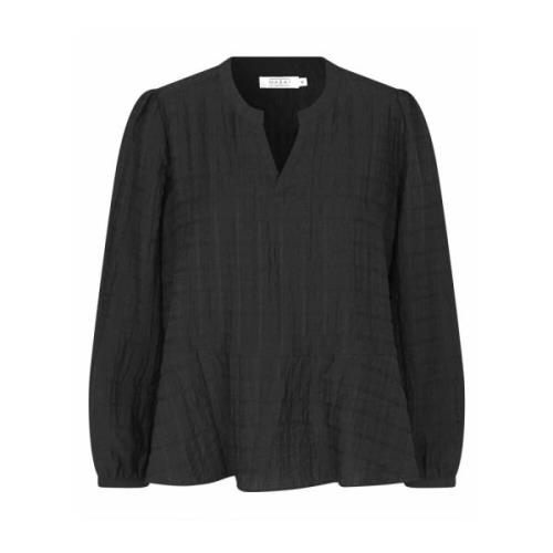 Masai Texturerad Svart Skjortblus Black, Dam