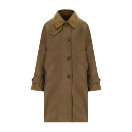 Barbour Vaxad Bomull Sandjacka A-Linje Stil Brown, Dam