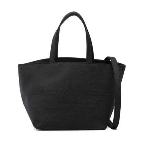 Alexander Wang Svart canvas axelväska med logotyp Black, Dam