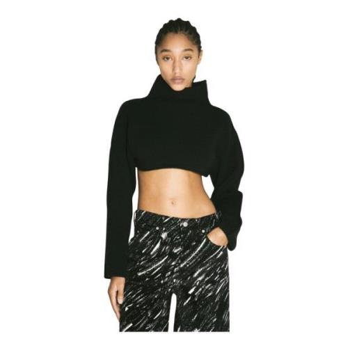 Marni Ullstickad Turtleneck Cropped Sweater Black, Dam