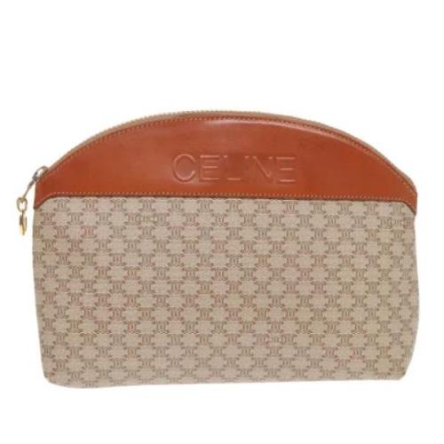 Celine Vintage Pre-owned Canvas necessrer Beige, Dam