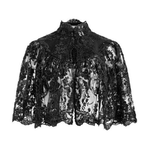 Alice + Olivia Svart Spets Framknappjacka Black, Dam