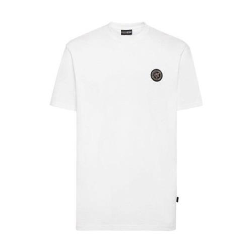 Plein Sport Bomull T-shirt med plastplatta White, Herr