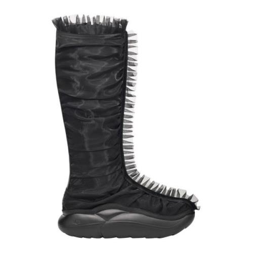 UGG Mesh Overlay Ruffle Tall Boots Fransar Black, Dam