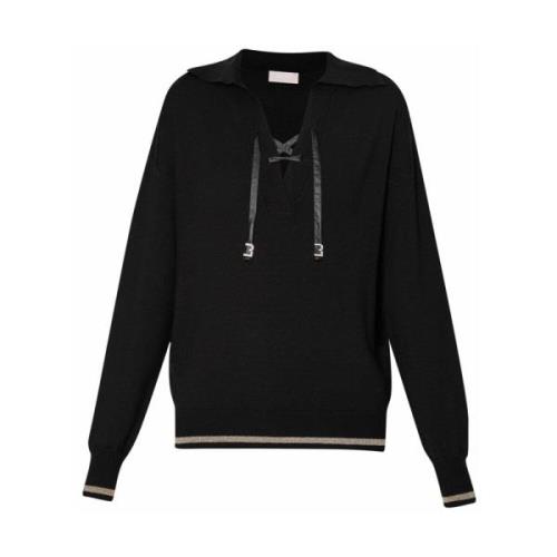 Liu Jo Sportig Svart Hoodie med Kontrastremsor Black, Dam