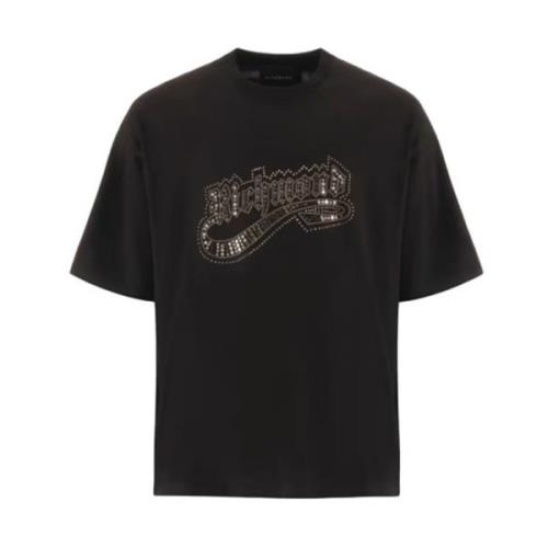 John Richmond Kortärmad T-shirt med Rhinestone Logo Black, Herr