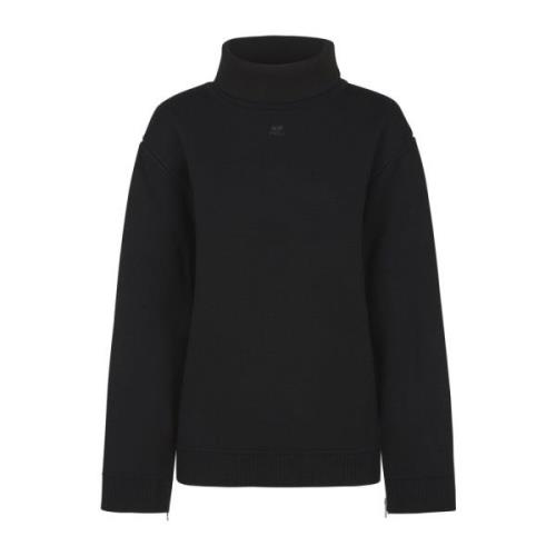 Courrèges Svart Maxi Mockneck Tröja med Dragkedja Black, Dam