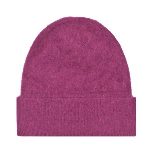 Absolut Cashmere Kashmir Ribbstickad Bonnethatt Purple, Dam