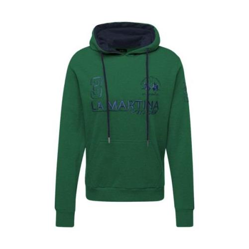 La Martina Hoodie med framficka och logotyp Green, Herr