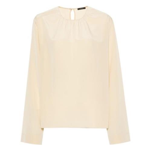 Joseph Silke Beige Blus Crepe de Soie Beige, Dam