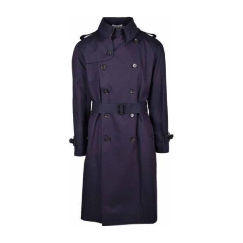 Aquascutum Blå Bomull Dubbelknäppt Trench Coat Blue, Herr