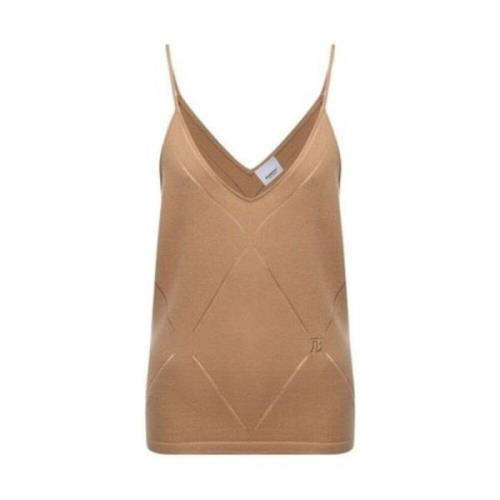 Burberry Rutig Stickad Tank Top Beige, Dam