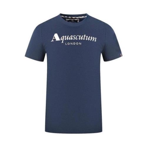 Aquascutum Bomull T-shirt med Union Jack flagga Blue, Herr