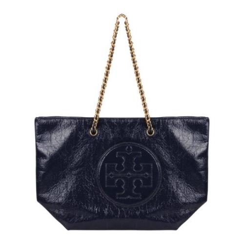 Tory Burch Ella Patentläder Kedjetote Blue, Dam