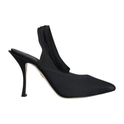 Dolce & Gabbana Svarta Stretch Slingback Klackar Black, Dam