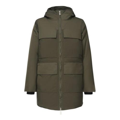 K-Way Army Green Nylon Parka med Integrerad Huva Green, Herr