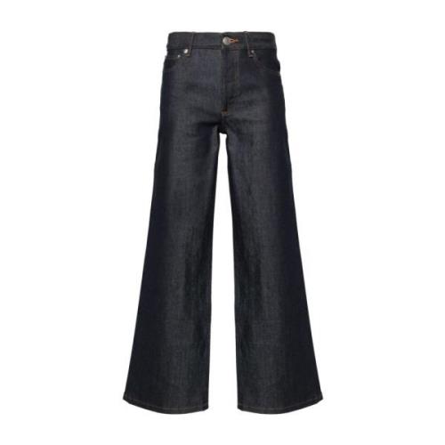 A.p.c. Indigo Denim Jeans med Kontrastsömnad Blue, Dam