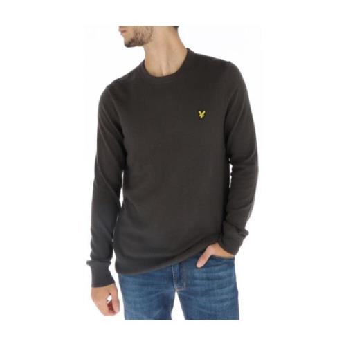 Lyle & Scott Grå Stickad Rund Hals Tröja Gray, Herr