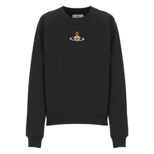 Vivienne Westwood Svart Bomullssweatshirt med Broderad Logotyp Black, ...