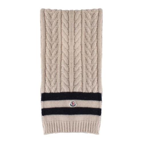 Moncler Beige halsduk med blå detaljer Beige, Dam