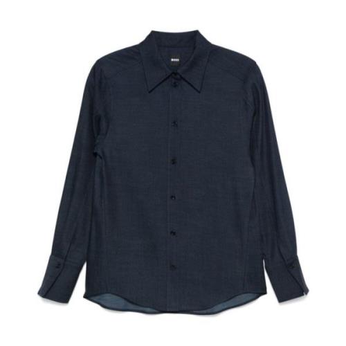 Boss Black Blå Chambray Knappskjorta Blue, Dam