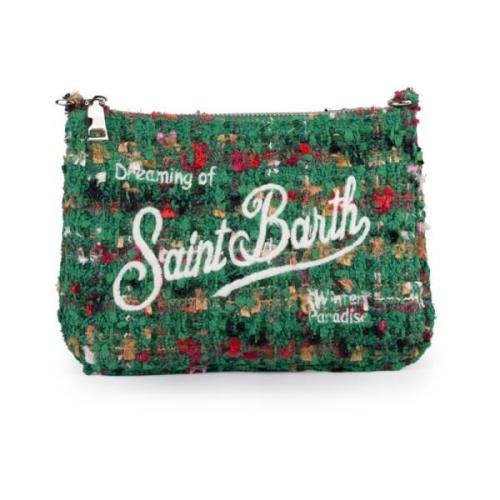 MC2 Saint Barth Grön Velvet Tweed Clutch Väska Green, Dam