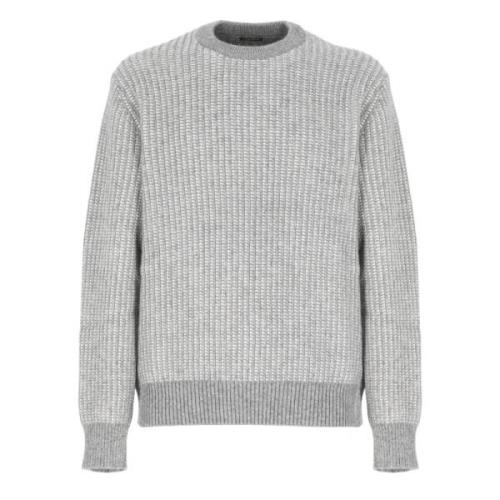 Ermenegildo Zegna Grå Cashmere Crewneck Tröja med Mönster Gray, Herr