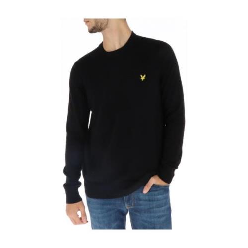 Lyle & Scott Svart Stickad Rund Hals Tröja Black, Herr