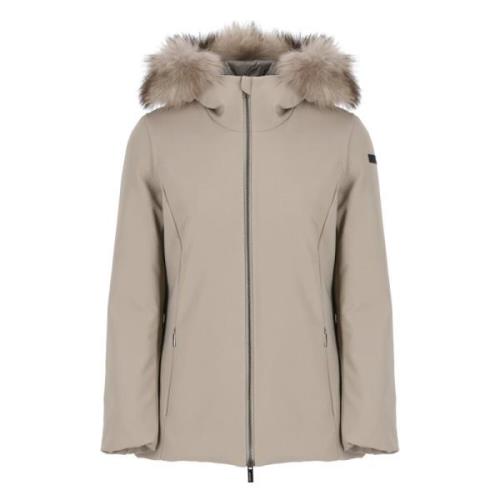 RRD Beige Vadderad Jacka med Päls Huva Beige, Dam