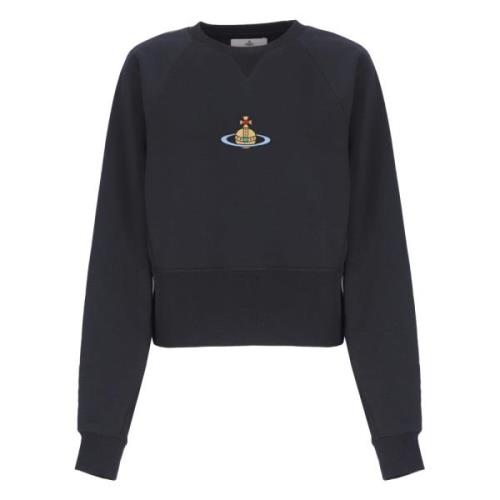 Vivienne Westwood Blå Cropped Sweatshirt med Orb Brodyr Blue, Dam