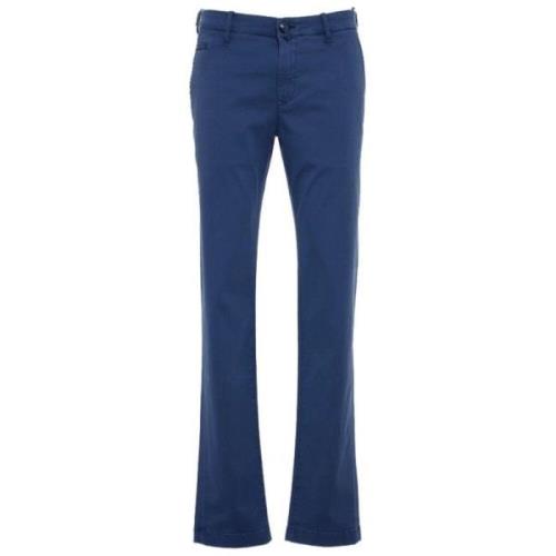 Jacob Cohën Blå Bomull Chino Byxor Slim Fit Blue, Herr