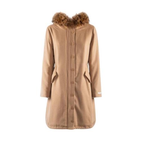 Nenette Ullfodrad parkas med huva Brown, Dam