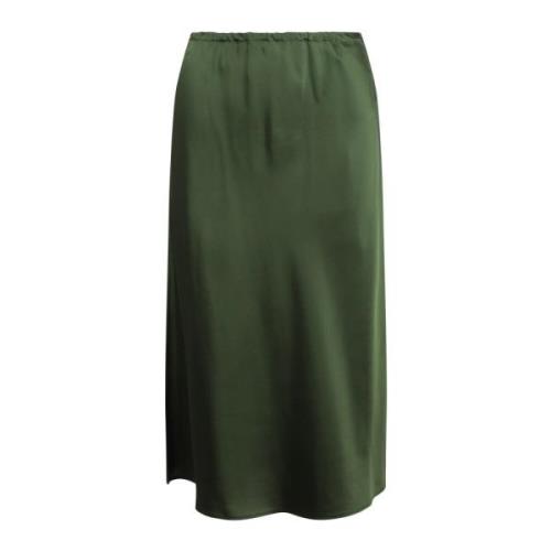 Jil Sander Satin Straight Midi Kjol Green, Dam