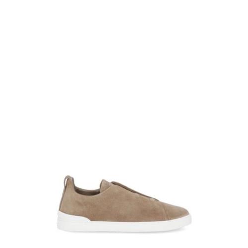 Ermenegildo Zegna Brun Mocka Sneakers Triple Stitch Brown, Herr