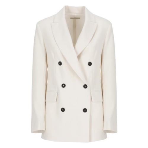 Antonelli Firenze Ivory Dubbelknäppt Blazer för Kvinnor Beige, Dam