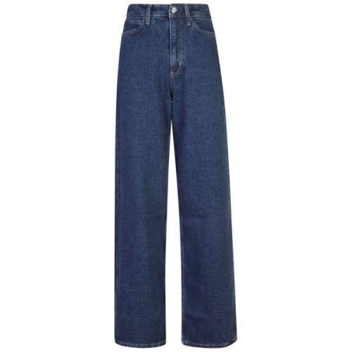 Calvin Klein Indigo Denim Wide Leg Jeans Blue, Dam