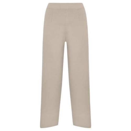 Max Mara Studio Beige Viskos Crop Byxor Beige, Dam